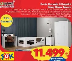 GARAJ HOME DENİZ KARYOLA 4 KAPAKLI GENÇ ODASI TAKIMI